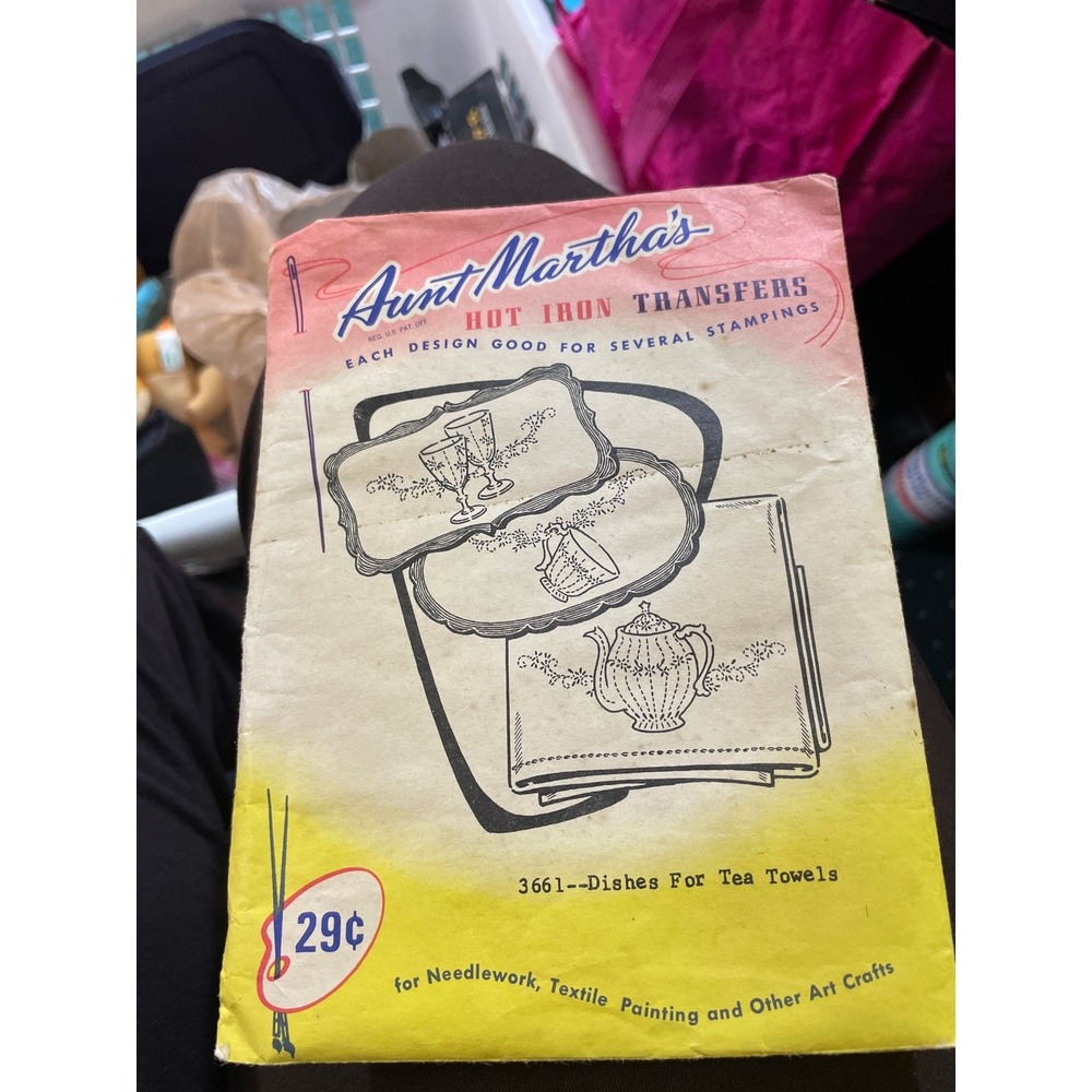 Aunt Martha's Hot Iron Transfers Dishes For Tea Towels #3661